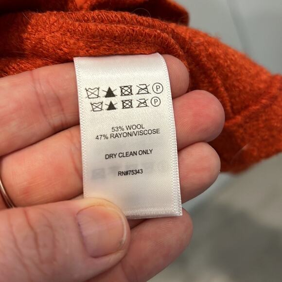 Rachel Zoe open blazer trench coat women’s size medium orange wool blend coat - Picture 3 of 4